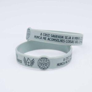 Pulseira A Cruz Sagrada Seja Minha Luz - Oração Completa - Cinza